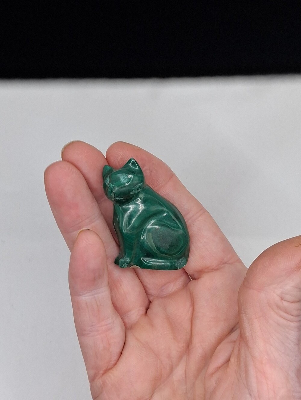 Green Malachite Cat Figurine